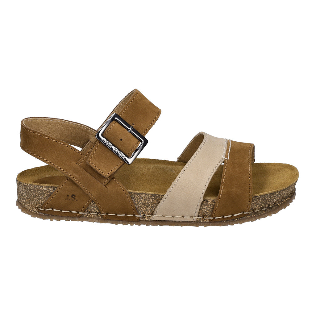 Josef Seibel Hannah 01 Ladies Castagna Brown Combi Leather Arch Support Touch Fastening Sandals