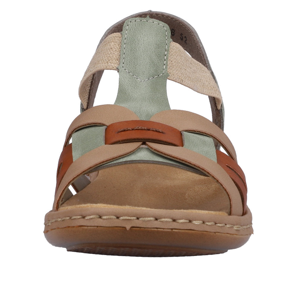Rieker 65918-52 Ladies Mint/Cayenne/Beige Touch Fastening Sandals