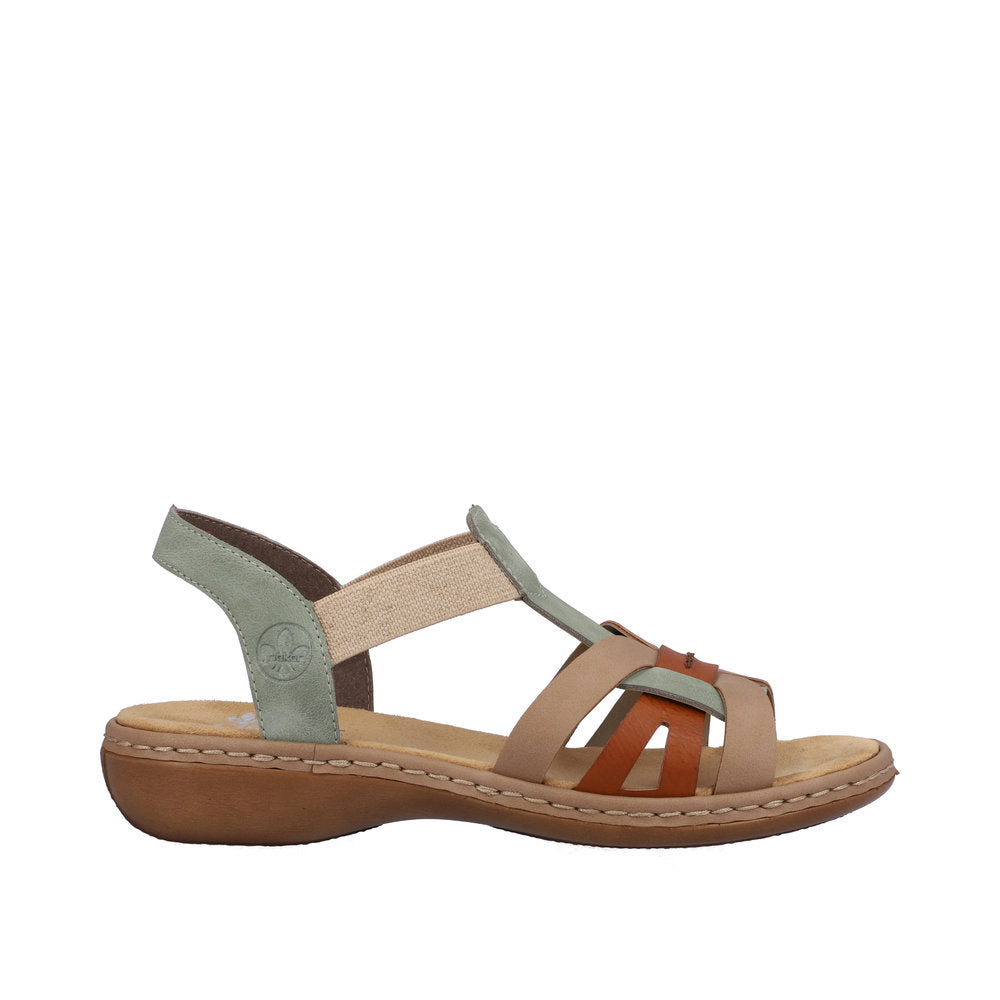 Rieker 65918-52 Ladies Mint/Cayenne/Beige Touch Fastening Sandals