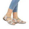 Rieker 65918-81 Ladies White Multi Leather Slip On Sandals