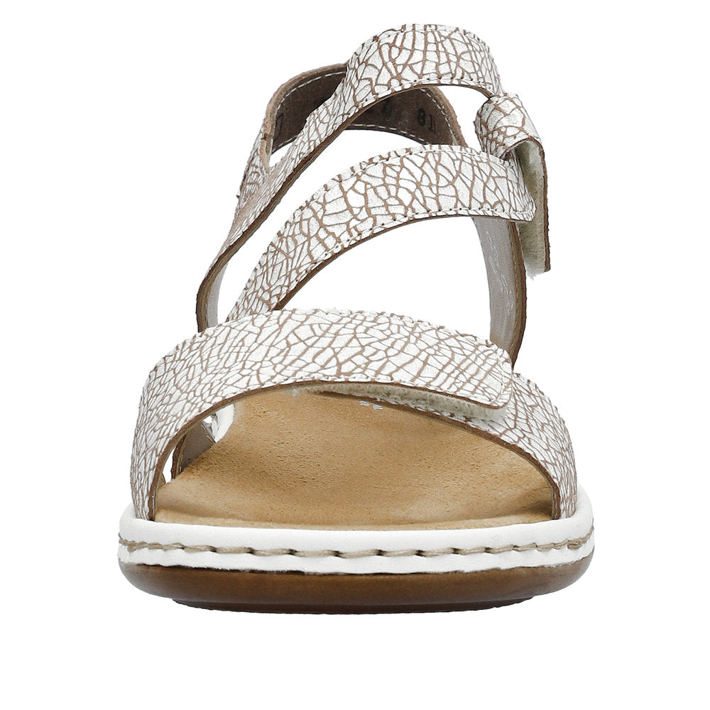 Rieker 659C7-81 Ladies White Multi Leather Touch Fastening Sandals