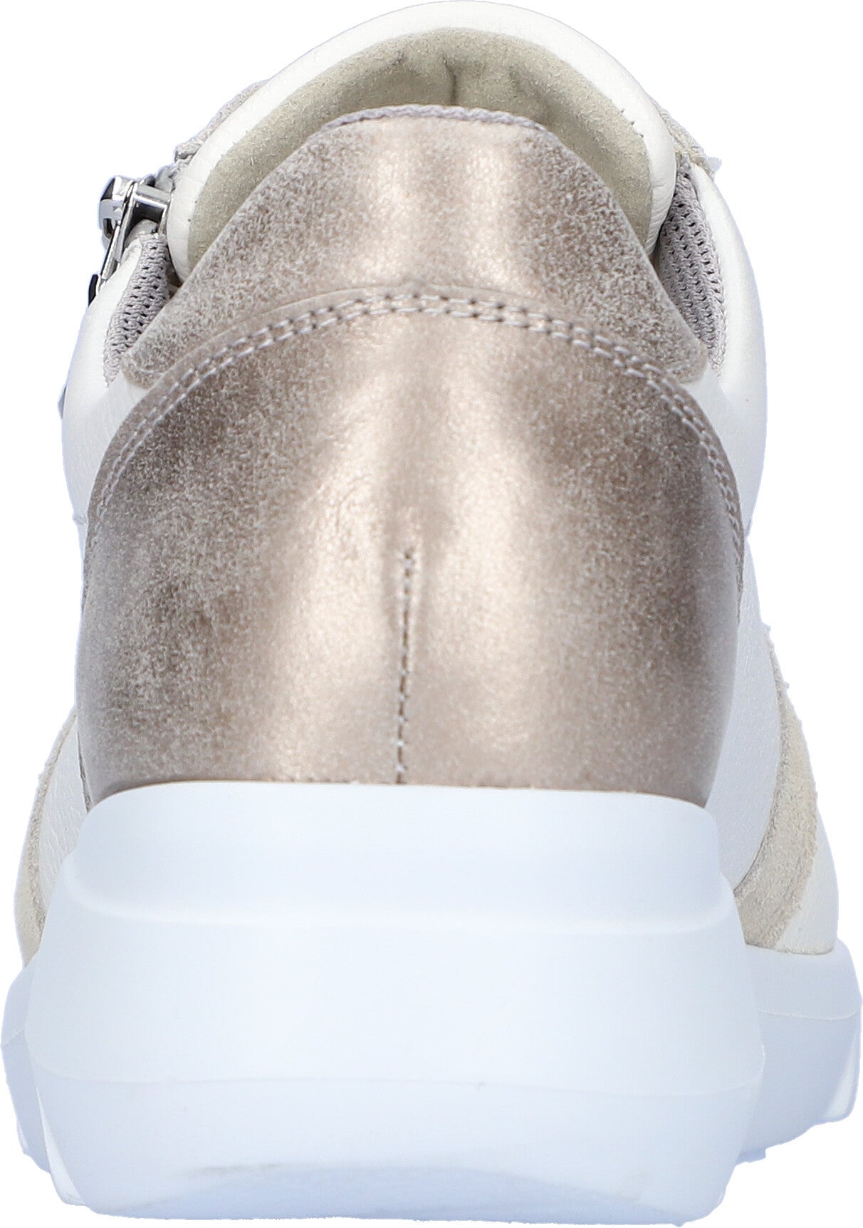 Waldlaufer 668K02 400 111 K-Funky Ladies Pearl White Stone Leather Arch Support Zip & Lace Shoes