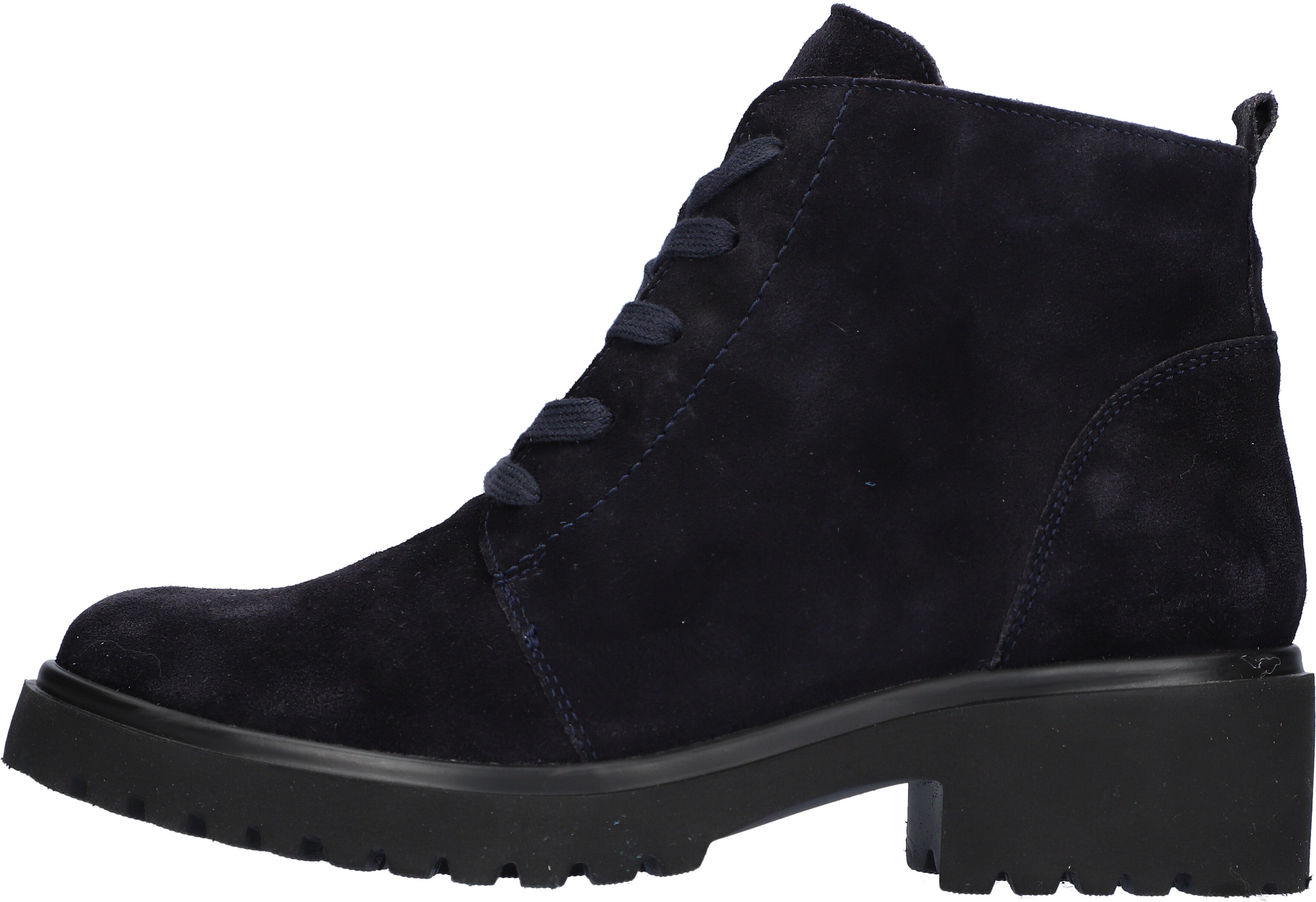 Waldlaufer 716807 195 194 H-Luise  Ladies Navy Blue Suede Arch Support Zip & Lace Ankle Boots