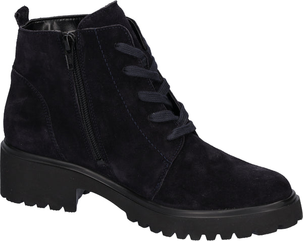 Waldlaufer 716807 195 194 H-Luise  Ladies Navy Blue Suede Arch Support Zip & Lace Ankle Boots