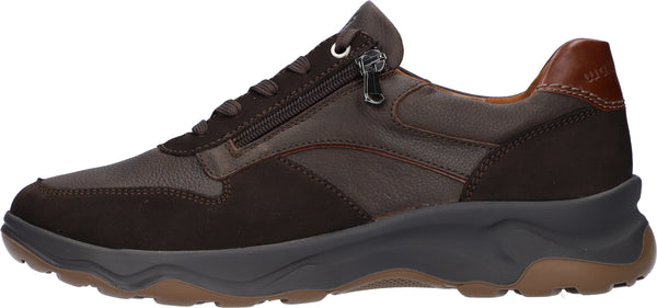 Waldlaufer 718006 305 355 H-Max Mens Cognac Brown Nubuck Arch Support Zip & Lace Shoes