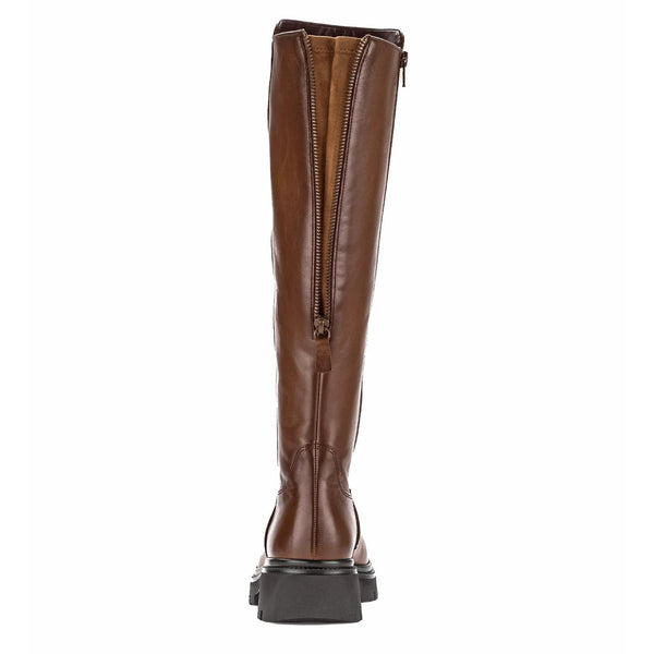 Gabor 71.859.24 Match Ladies Sattel Brown Smooth Leather Side Zip Knee High Boots