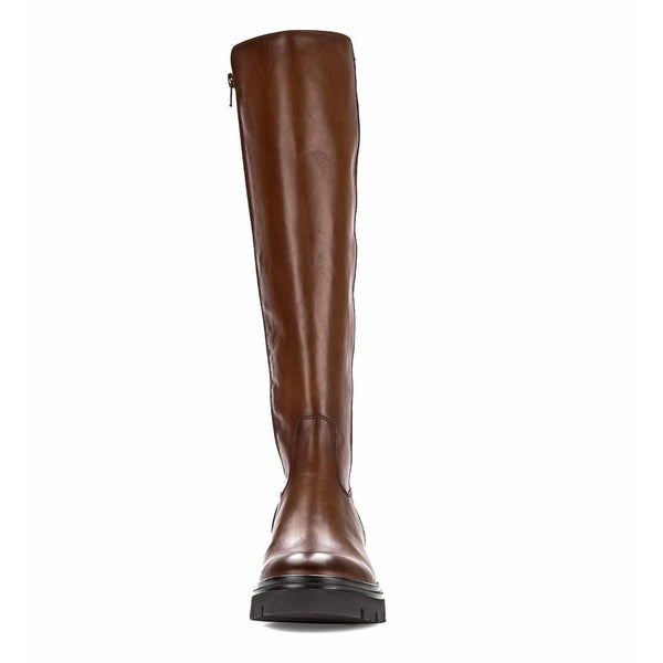 Gabor 71.859.24 Match Ladies Sattel Brown Smooth Leather Side Zip Knee High Boots
