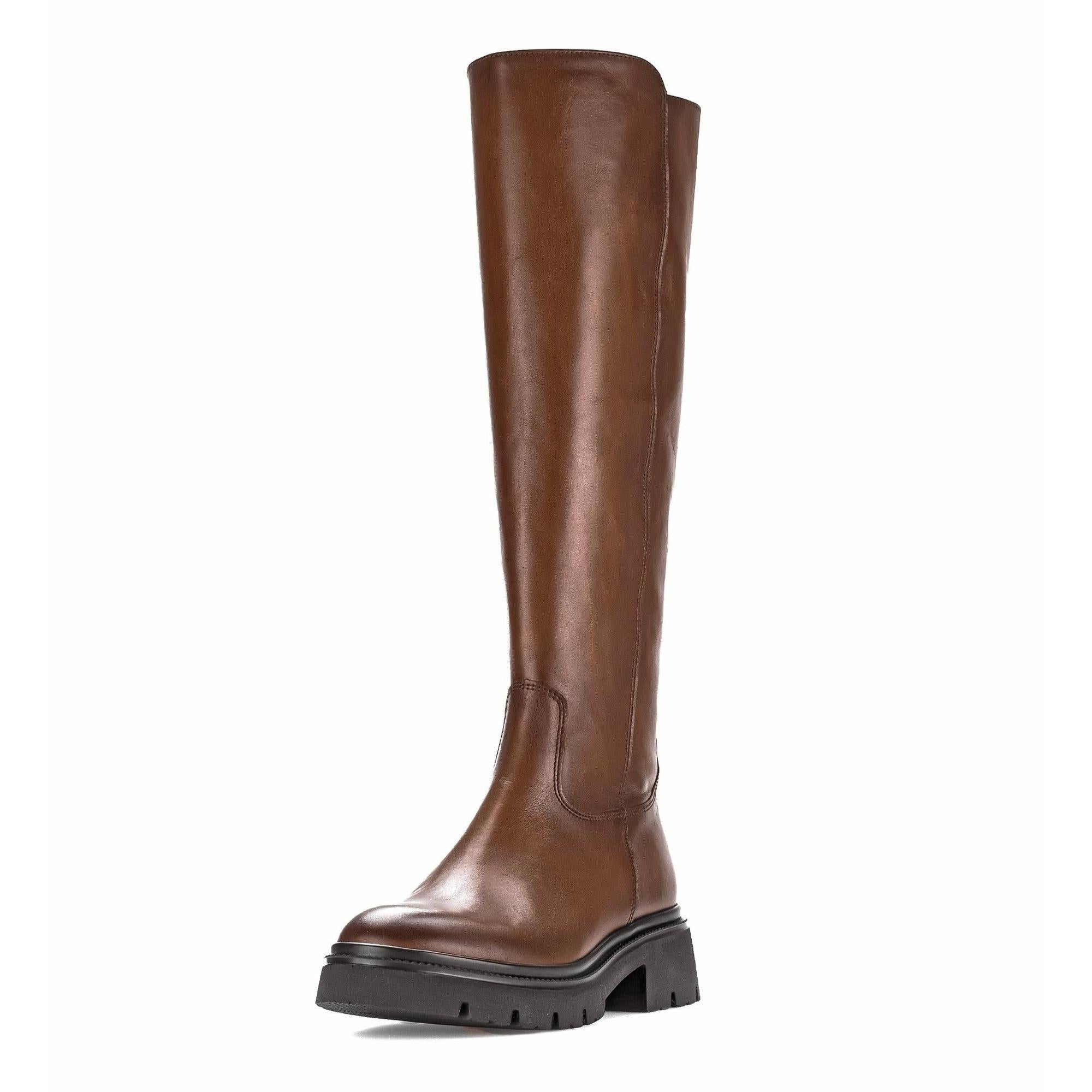 Gabor 71.859.24 Match Ladies Sattel Brown Smooth Leather Side Zip Knee High Boots