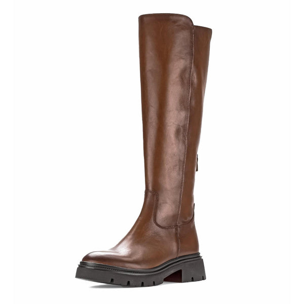 Gabor 71.859.24 Match Ladies Sattel Brown Smooth Leather Side Zip Knee High Boots