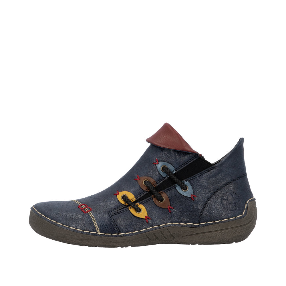 Rieker 72581-14 Ladies Blue Side Zip Ankle Boots