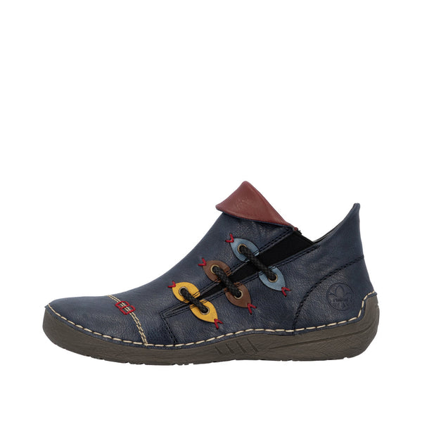 Rieker 72581-14 Ladies Blue Side Zip Ankle Boots