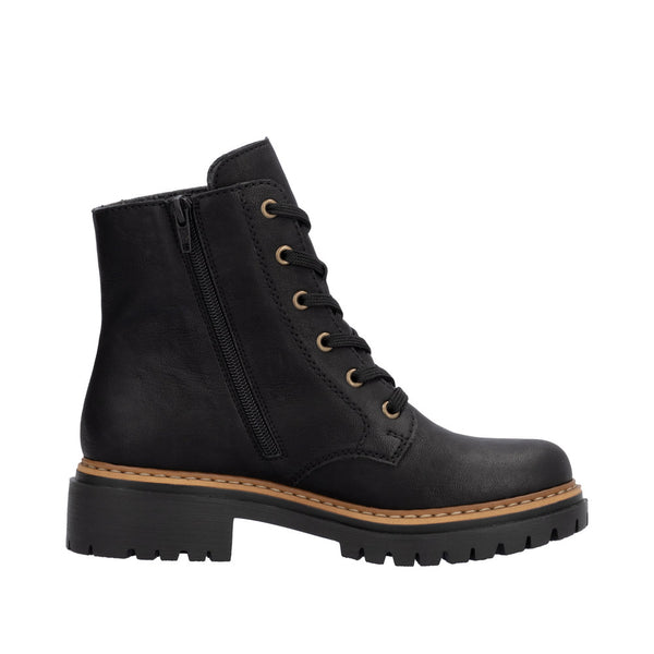 Rieker 72617-00 Ladies Black Zip & Lace Ankle Boots