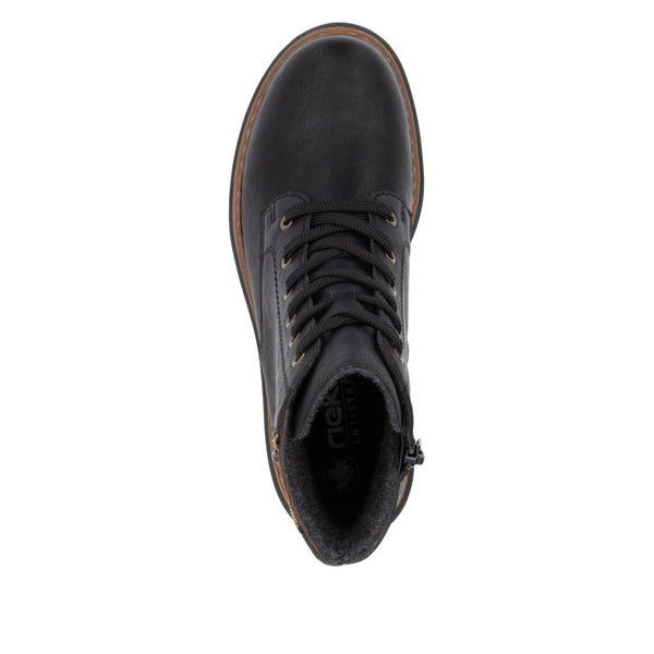 Rieker 72617-00 Ladies Black Zip & Lace Ankle Boots