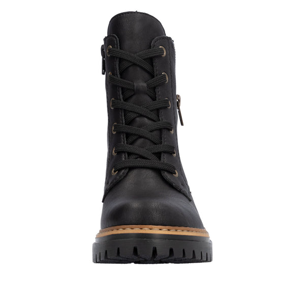 Rieker 72617-00 Ladies Black Zip & Lace Ankle Boots