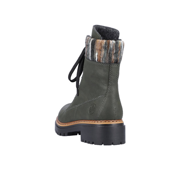 Rieker 72630-54 Ladies Forest/Green-Brown Side Zip Ankle Boots