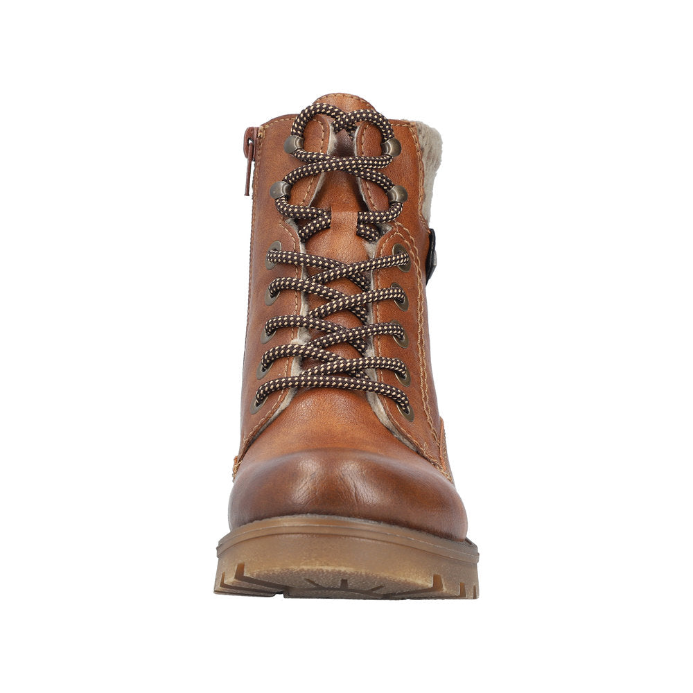 Rieker 73220-24 Ladies Brown Water Resistant Zip & Lace Ankle Boots