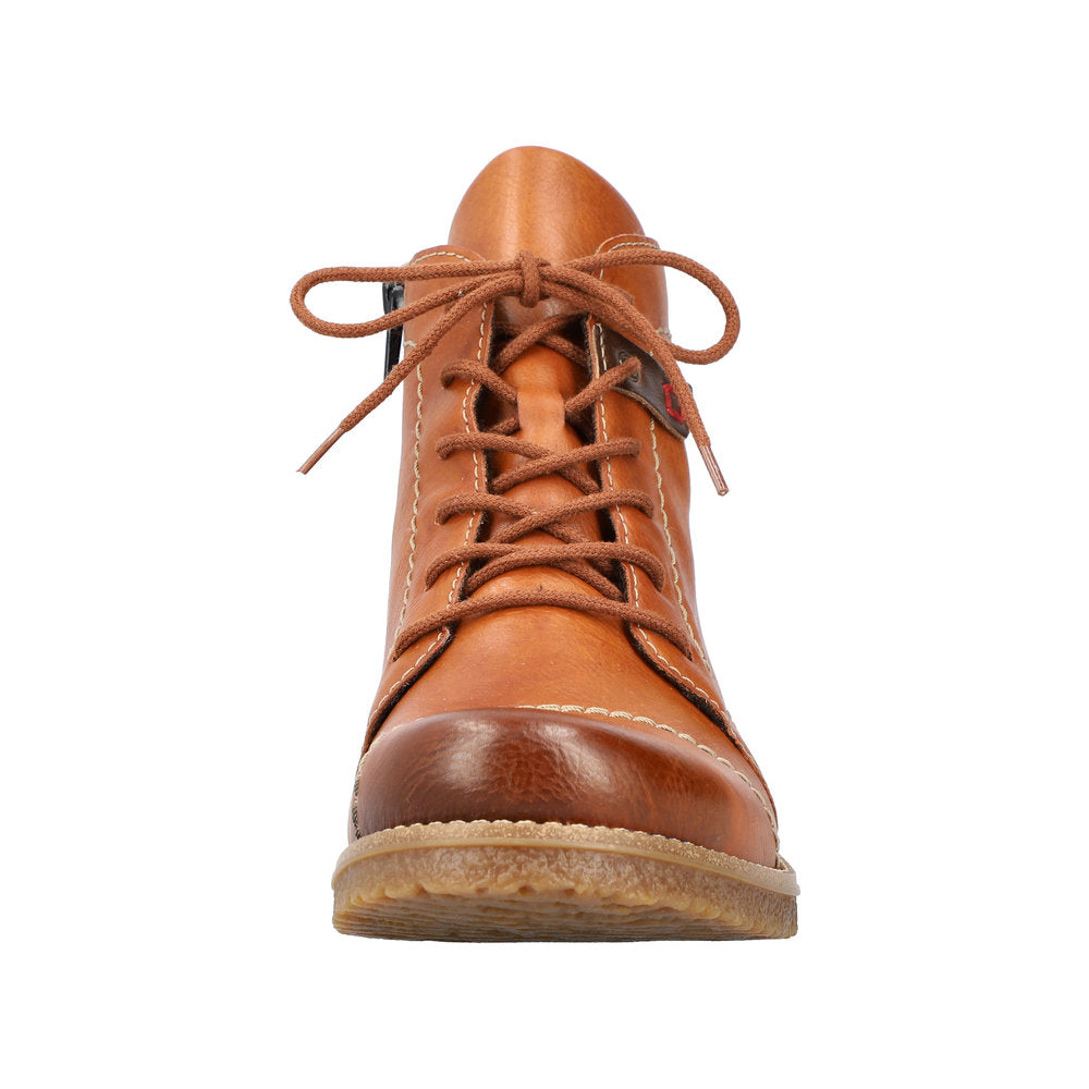 Rieker 73501-24 Ladies Brown Zip & Lace Ankle Boots