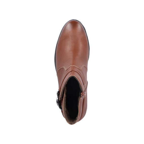 Rieker 73970-22 Ladies Brown Side Zip Ankle Boots