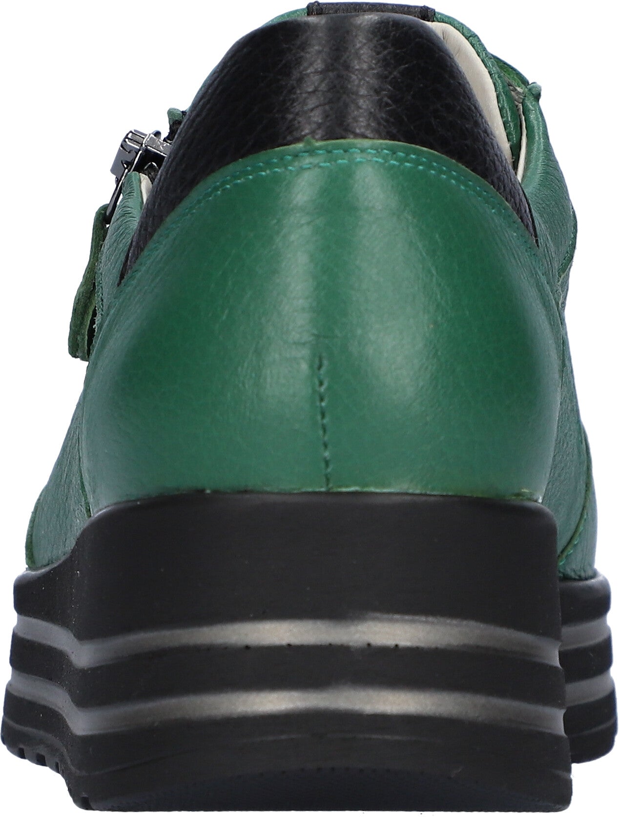 Waldlaufer 758009 299 229 H-Lana Ladies Green Leather Arch Support Zip & Lace Shoes