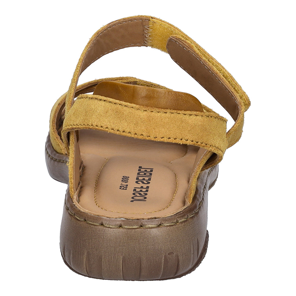 Josef Seibel Debra 62 Ladies Safran Yellow Leather Touch Fastening Sandals