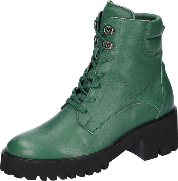 Waldlaufer 771804 199 229 H-Nira Ladies Green Leather Arch Support Zip & Lace Ankle Boots
