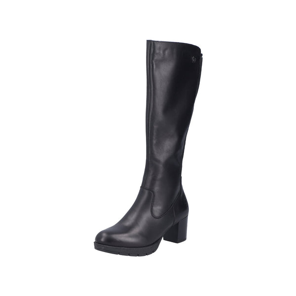 Rieker 77684-00 Ladies Black Leather Side Zip Knee High Boots