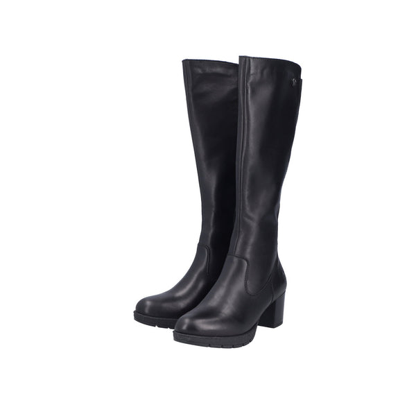 Rieker 77684-00 Ladies Black Leather Side Zip Knee High Boots