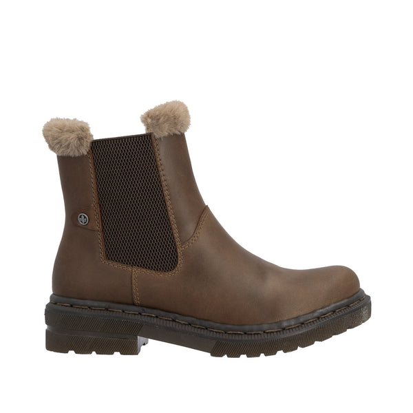 Rieker 78250-22 Ladies Brown Side Zip Ankle Boots