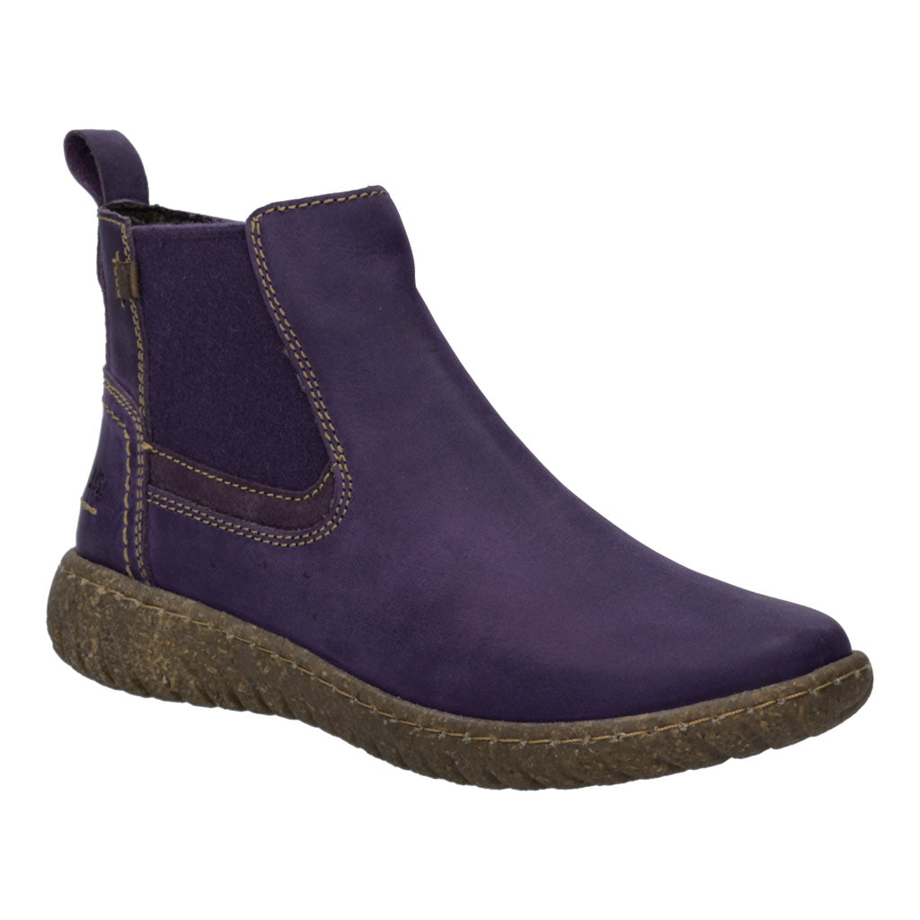 Josef Seibel Angelina 01 Ladies Purple Leather Side Zip Ankle Boots