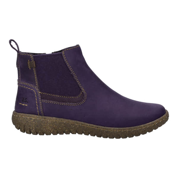 Josef Seibel Angelina 01 Ladies Purple Leather Side Zip Ankle Boots