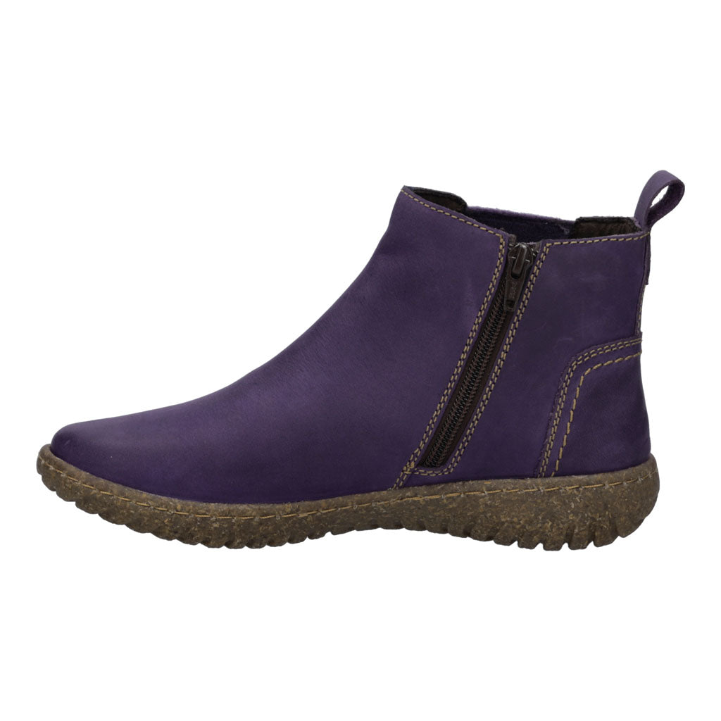 Josef Seibel Angelina 01 Ladies Purple Leather Side Zip Ankle Boots