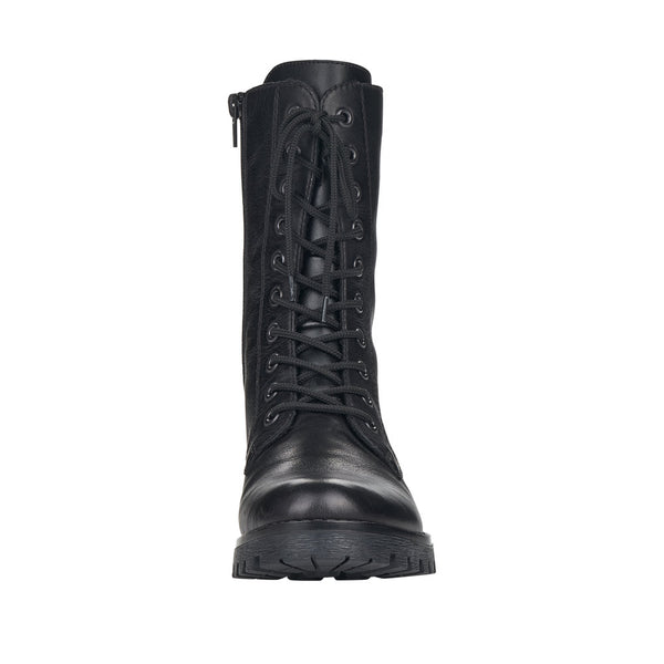 Rieker 78544-00  Ladies Black Leather Side Zip Mid-Calf Boots