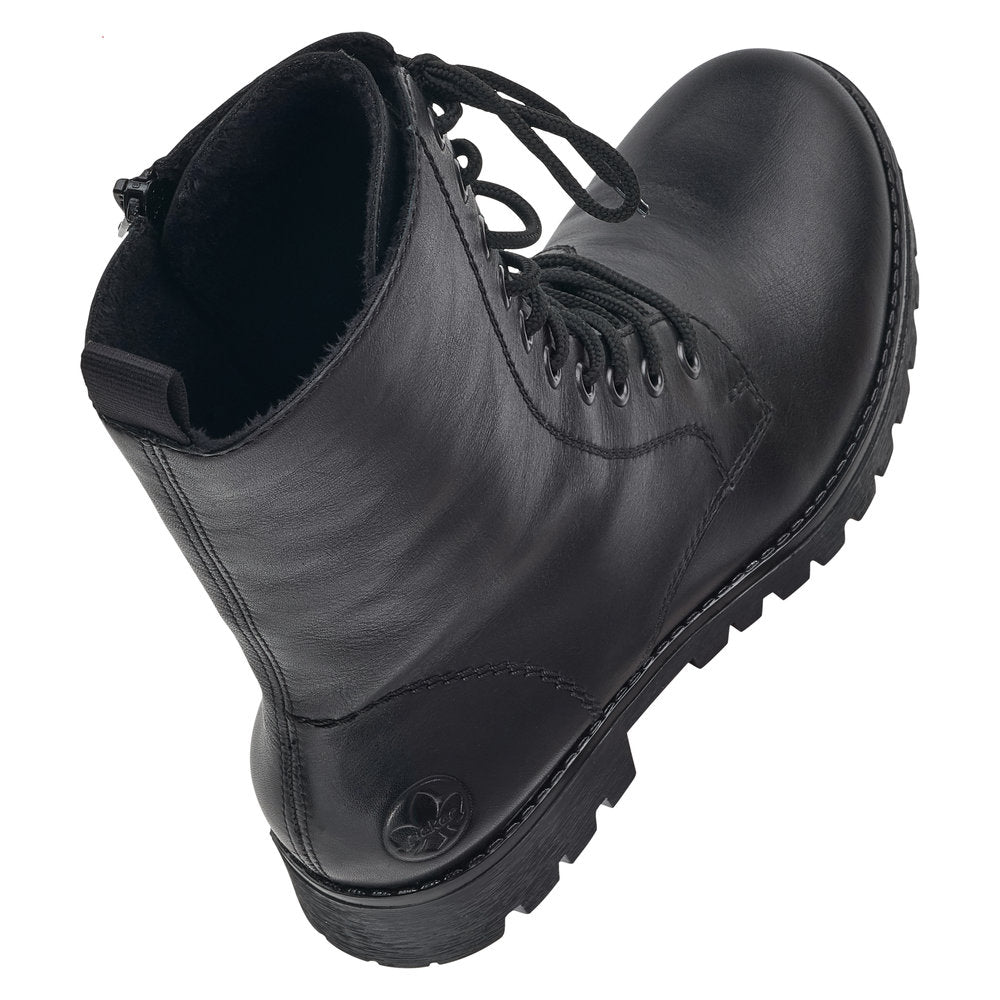 Rieker 78544-00  Ladies Black Leather Side Zip Mid-Calf Boots