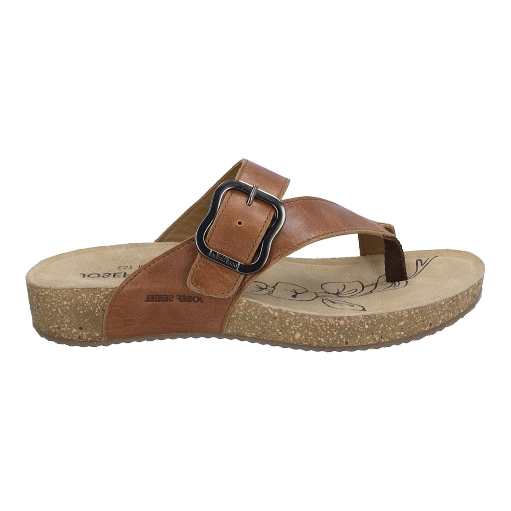 Josef Seibel Tonga 77 Ladies Camel Brown Leather Arch Support Touch Fastening Sandals