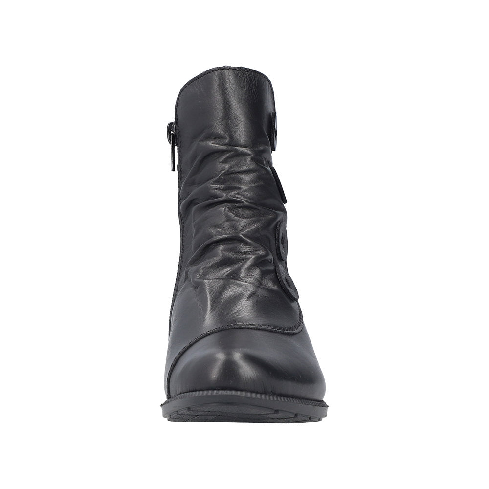 Rieker 78659-00 Ladies Black Leather Side Zip Ankle Boots