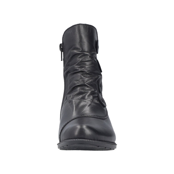 Rieker 78659-00 Ladies Black Leather Side Zip Ankle Boots