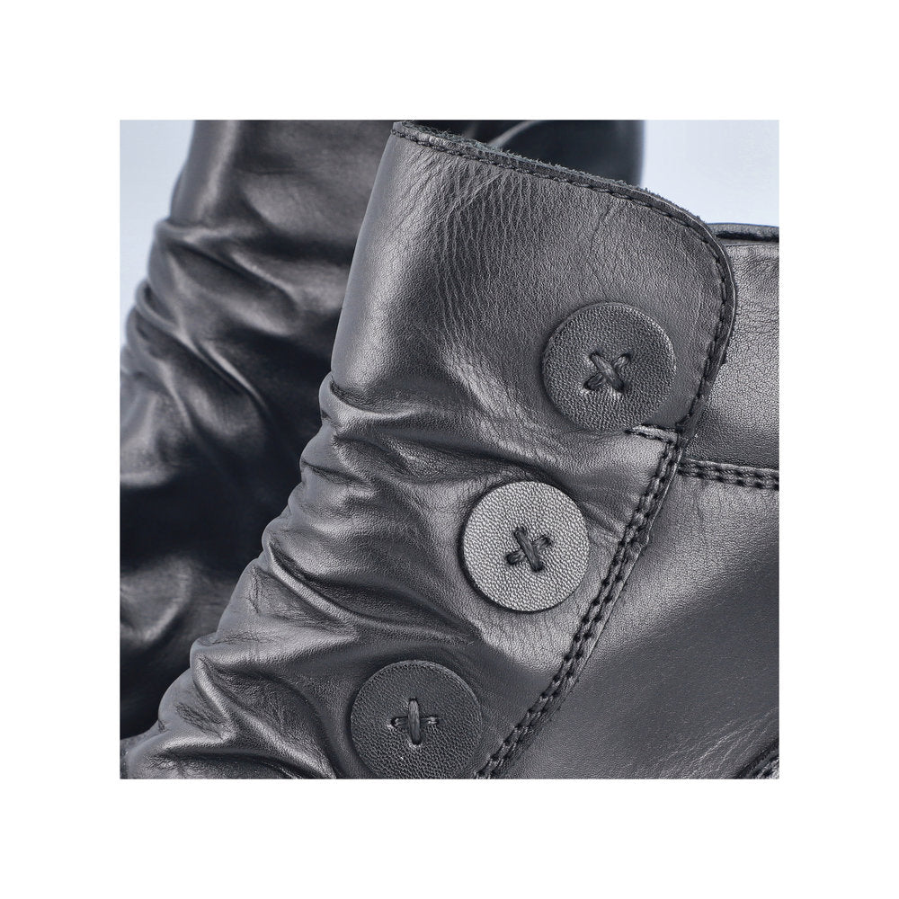 Rieker 78659-00 Ladies Black Leather Side Zip Ankle Boots
