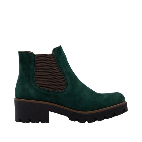 Rieker 79265-55 Ladies Green Suede Slip On Ankle Boots