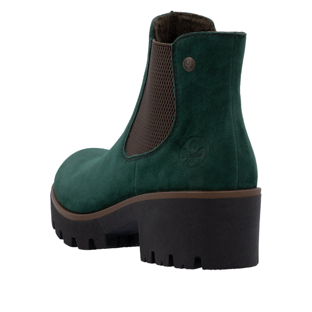 Rieker 79265-55 Ladies Green Suede Slip On Ankle Boots