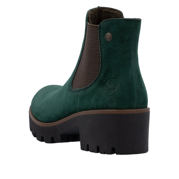 Rieker 79265-55 Ladies Green Suede Slip On Ankle Boots