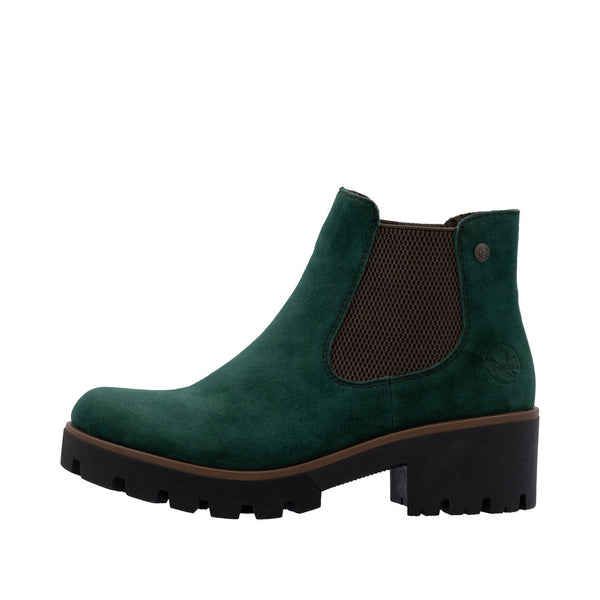 Rieker 79265-55 Ladies Green Suede Slip On Ankle Boots