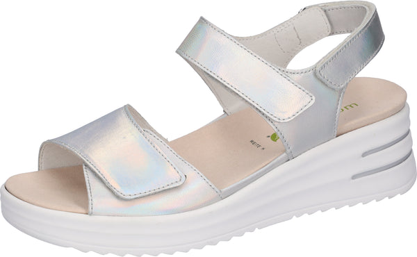 Waldlaufer 795003 166 211 H-Dina Ladies Silver Leather Arch Support Touch Fastening Sandals