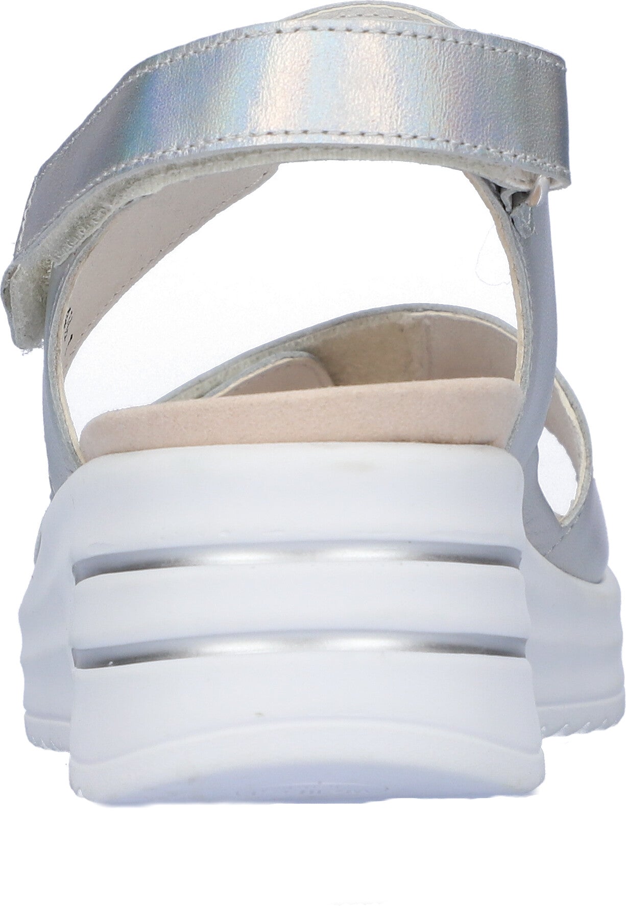 Waldlaufer 795003 166 211 H-Dina Ladies Silver Leather Arch Support Touch Fastening Sandals