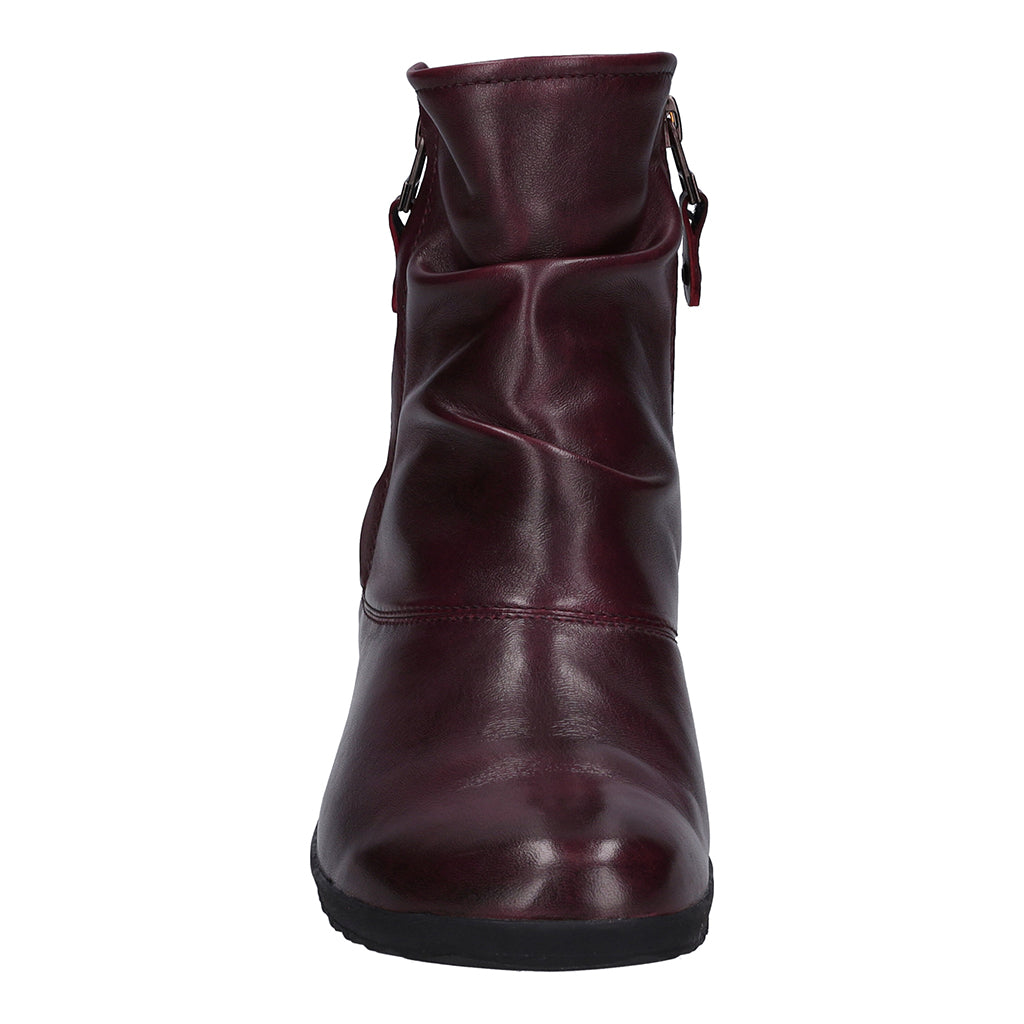 Josef Seibel 79724 Naly 24 Ladies Amarena Purple Leather Side Zip Ankle Boots