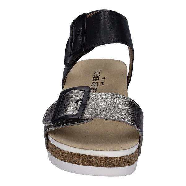 Josef Seibel Quinn 02 Ladies Basalt Grey Combi Leather Arch Support Touch Fastening Sandals