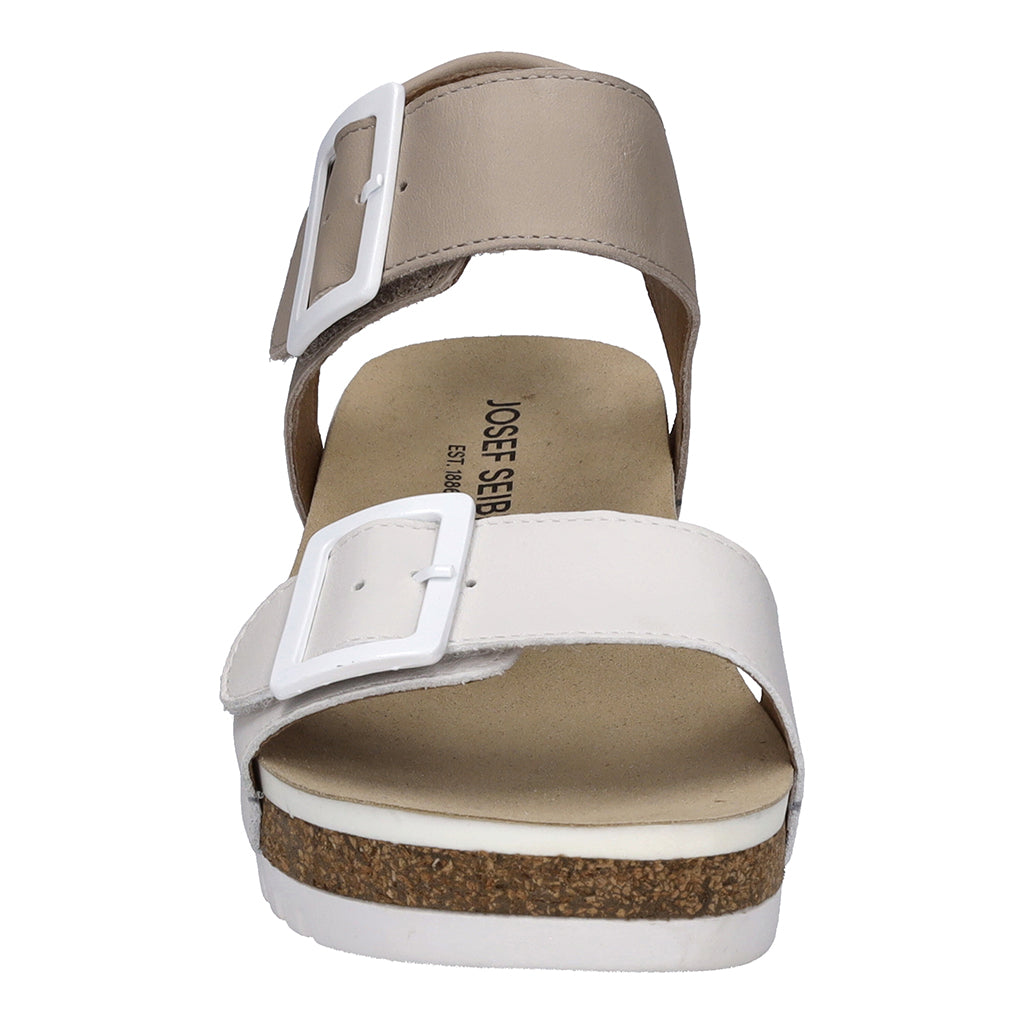 Josef Seibel Quinn 02 Ladies Off White Combi Leather Arch Support Touch Fastening Sandals