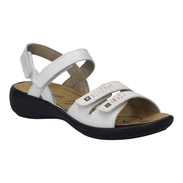 Josef Seibel Ibiza 86 Ladies White Leather Touch Fastening Sandals