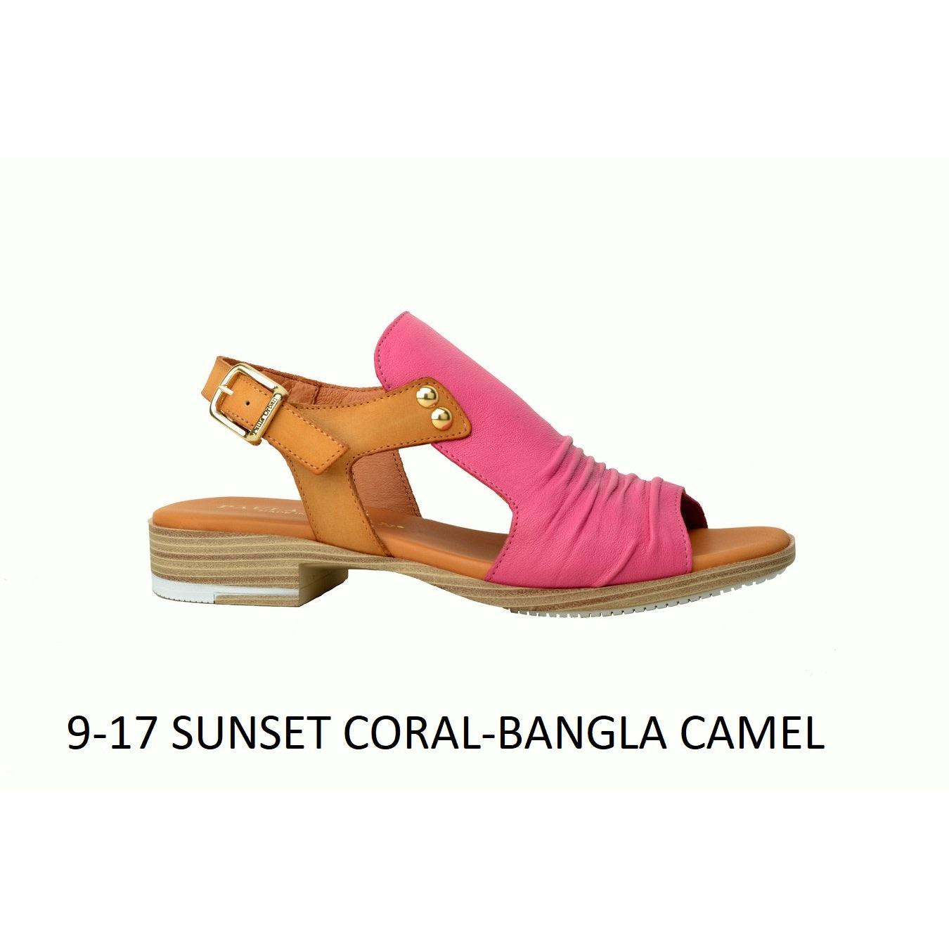 Paula Urban 9-17 Sunset Ladies Spanish Coral/Brown Leather Buckle Sandals