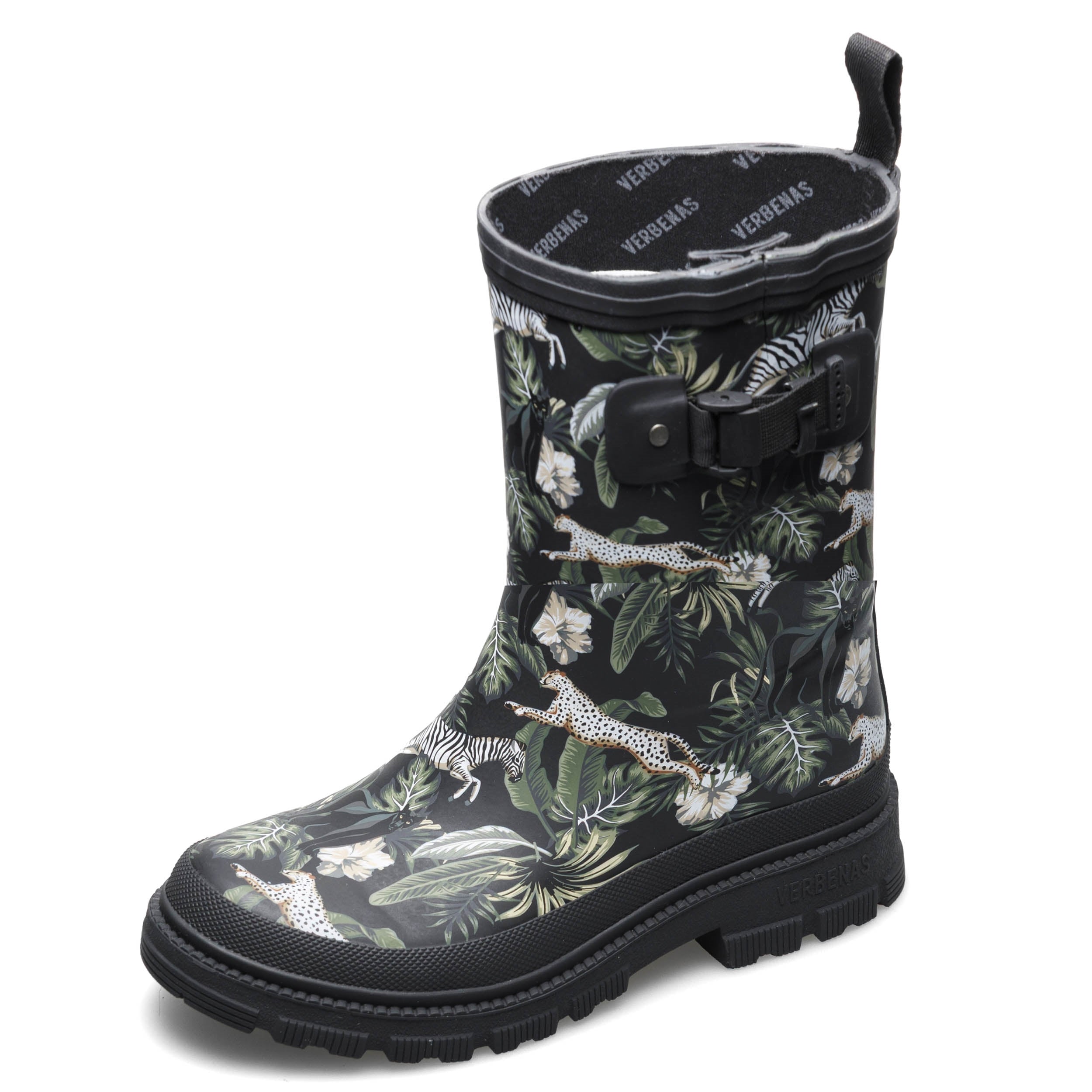 Verbenas Lina Womens Black Jungle Print Waterproof Wellies