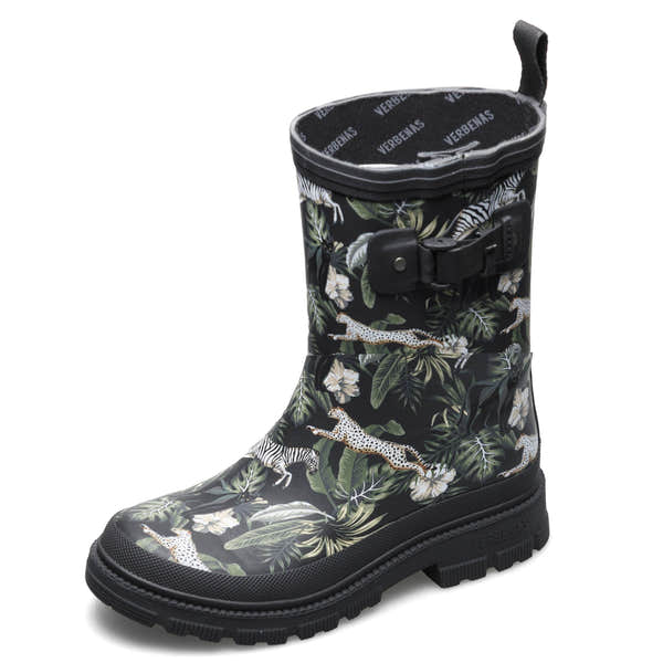 Verbenas Lina Womens Black Jungle Print Waterproof Wellies